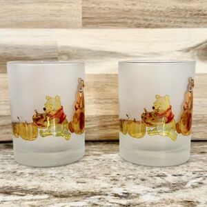 🍯🍁 Vintage Winnie the Pooh + Tigger + Piglet Frosted Glasses – Set of 2! 🍁🍯